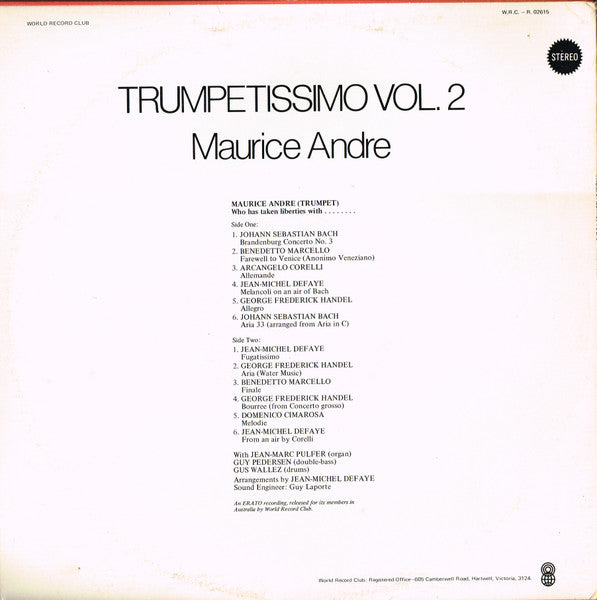 Maurice André : Trumpetissimo Vol. 2 (LP, Album, Club, RE)