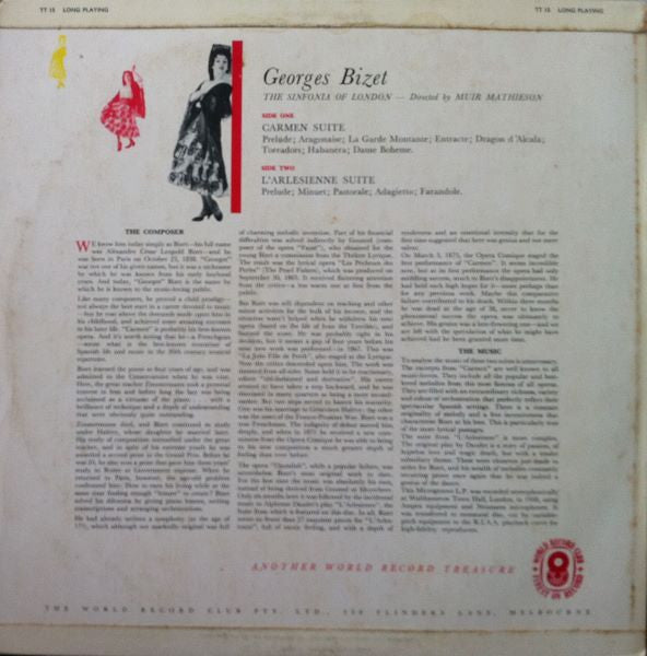 Bizet*, Sinfonia Of London, Mathieson* : Carmen & L'Arlesienne (LP, Album, Mono, Club)