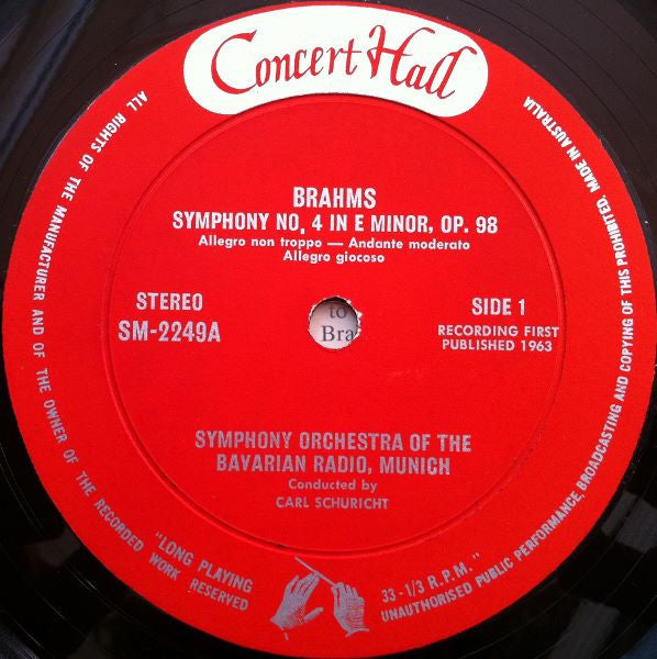 Johannes Brahms - Symphonie-Orchester Des Bayerischen Rundfunks, Carl Schuricht : Symphony No. 4 & Tragic Overture (LP, Album)