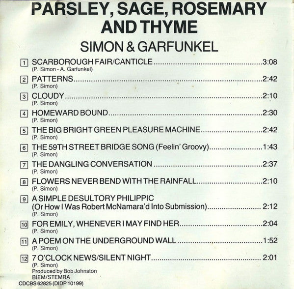 Simon & Garfunkel : Parsley, Sage, Rosemary And Thyme (CD, Album, RE)