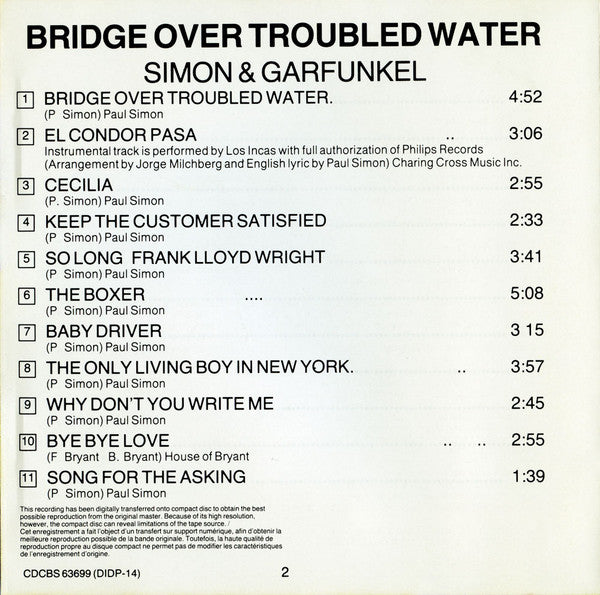 Simon & Garfunkel : Bridge Over Troubled Water (CD, Album, RE)