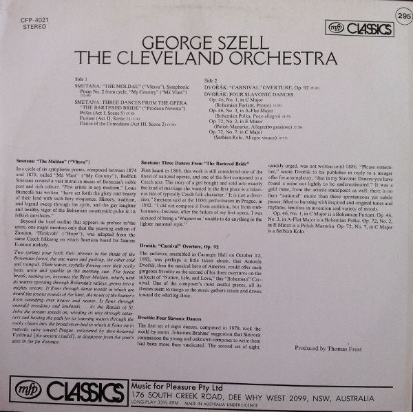 Smetana* / Dvořák* : Szell*, Cleveland Orchestra* : The Moldau, Three Dances From The Bartered Bride / Carnival Overture - Four Slavonic Dances (LP, Comp)