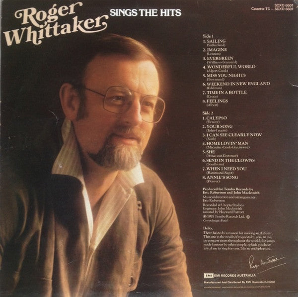Roger Whittaker : Roger Whittaker Sings The Hits (LP, Album)