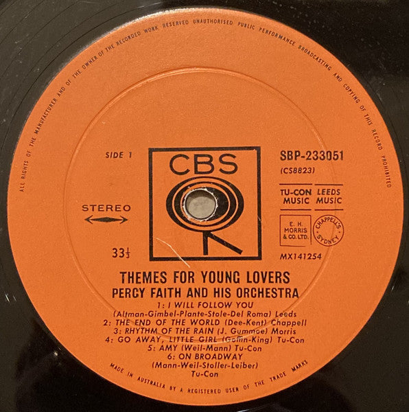 Percy Faith And His Orchestra* : Themes For Young Lovers (LP, Album)