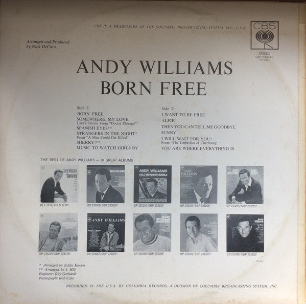 Andy Williams : Born Free (LP, Album)