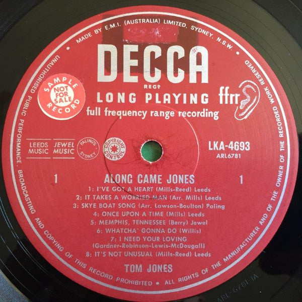 Tom Jones : Along Came Jones (LP, Album, Mono)