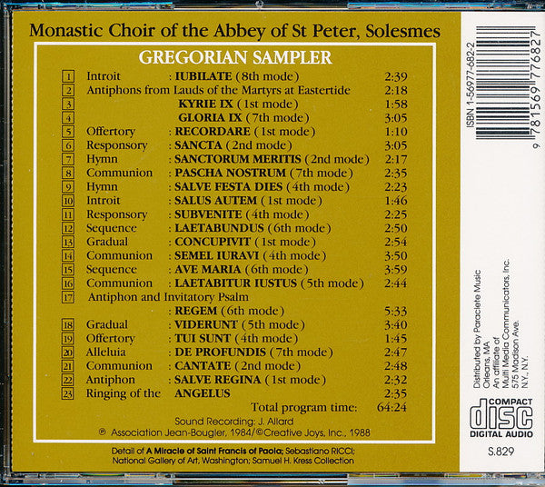 Monastic Choir Of St. Peter's Abbey Solesmes* Directed By Dom Jean Claire : Gregorian Chant: The Monks And Their Music / Gregorian Sampler (CD, Smplr + VHS)