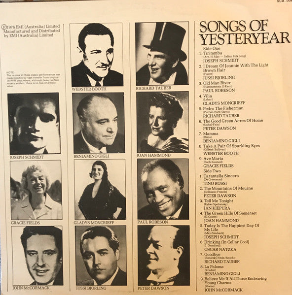 Various : Songs Of Yesteryear (LP, Comp)