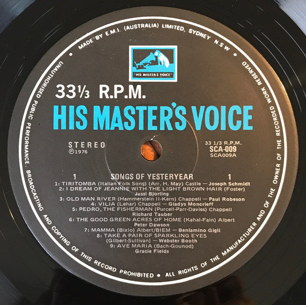 Various : Songs Of Yesteryear (LP, Comp)