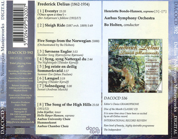Frederick Delius - Henriette Bonde-Hansen, Aarhus Symphony Orchestra*, Bo Holten : Norwegian Masterworks (CD, Album)