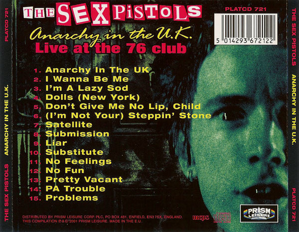 Sex Pistols : Anarchy In The U.K. (Live At The 76 Club) (CD, Album)