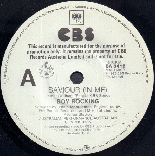 Boy Rocking : Saviour (In Me) (7", Single, Promo)