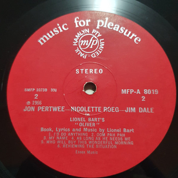 Lionel Bart With Jon Pertwee, Jim Dale, Nicolette Roeg With Geoff Love & His Orchestra : Oliver!: With Cast (LP, Album, RE)