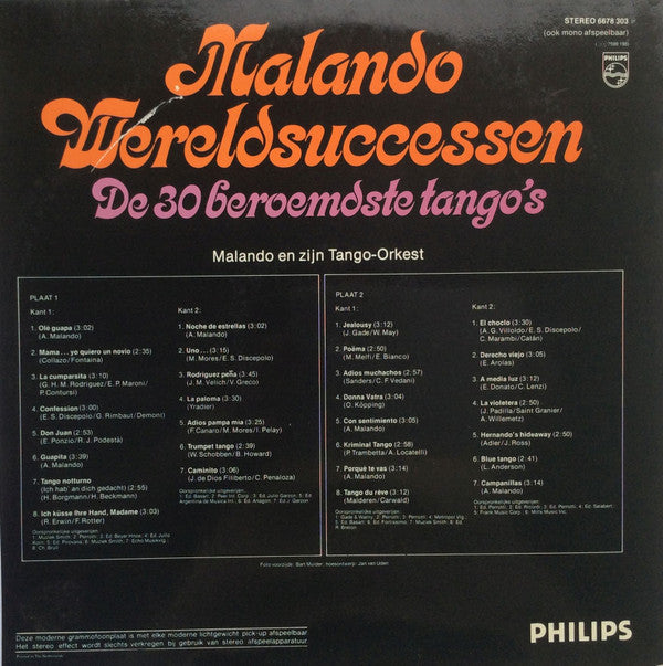 Malando And His Tango Orchestra : Wereldsuccessen (2xLP, Comp)