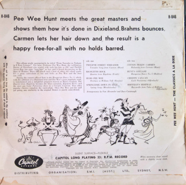 Pee Wee Hunt : The Classics Ala Dixie (10", Album, Mono)