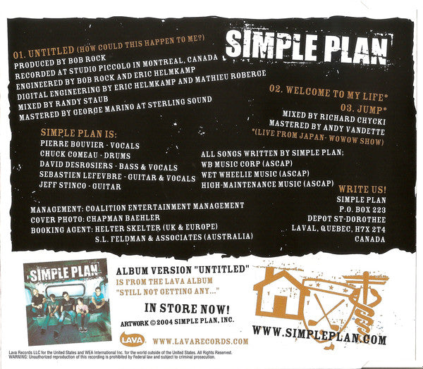 Simple Plan : Untitled (How Could This Happen To Me?) (CD, Single)