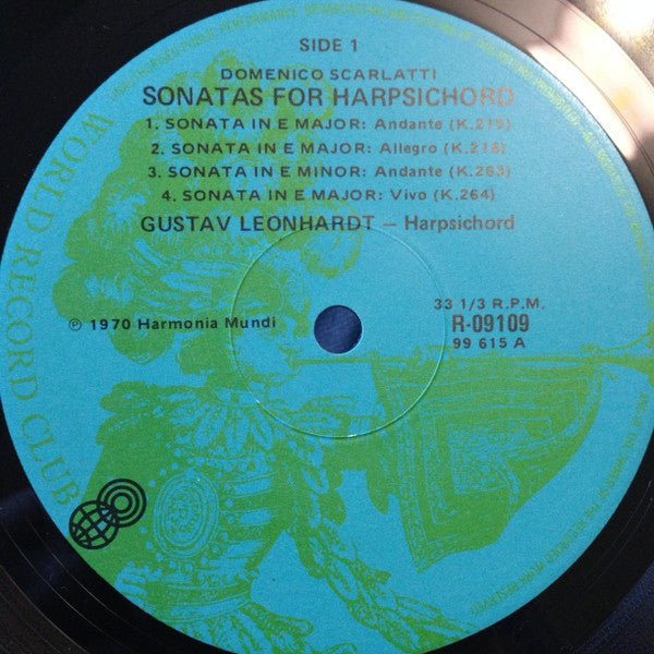 Domenico Scarlatti - Gustav Leonhardt : Sonatas For Harpischord (LP, Album, Club, RE)