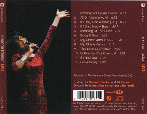 Nnenna Freelon : Live (CD, Album, Enh)