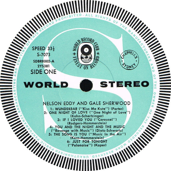 Nelson Eddy And Gale Sherwood With Harry Sosnik And His Orchestra : Nelson Eddy & Gale Sherwood (LP, Album, Club)