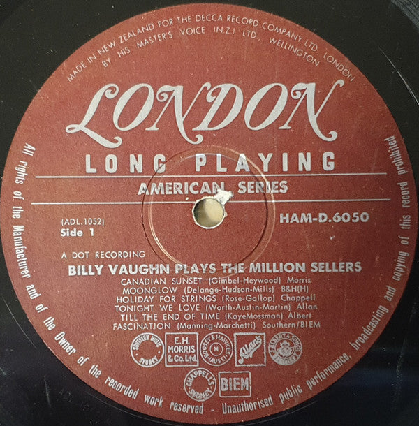 Billy Vaughn : Billy Vaughn Plays The Million Sellers (LP, Album, Mono)