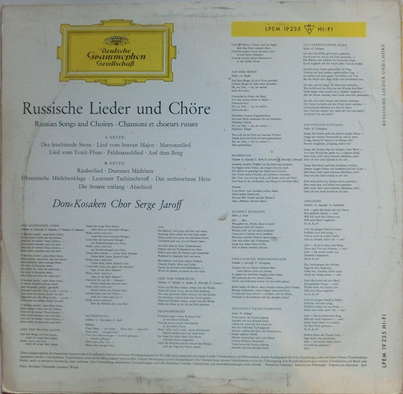 Don Kosaken Chor Serge Jaroff : Russische Lieder Und Chöre (LP, Album, Mono)