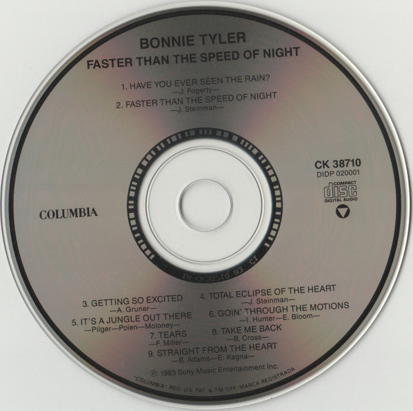 Bonnie Tyler : Faster Than The Speed Of Night (CD, Album, RE)