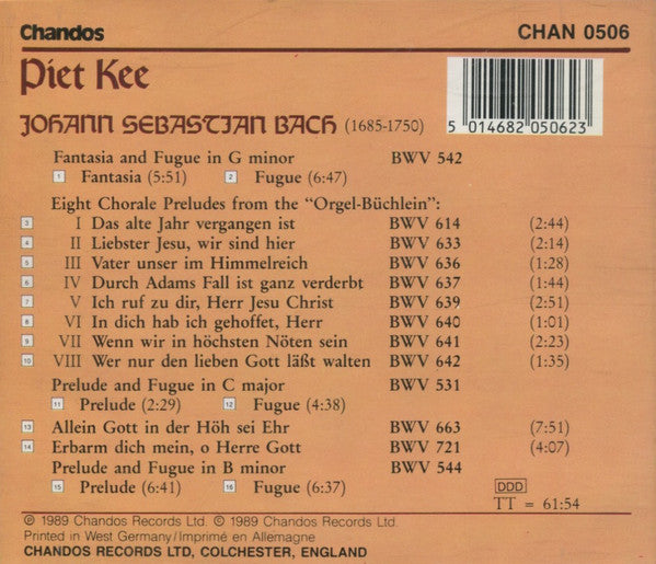 Johann Sebastian Bach - Piet Kee : Piet Kee Plays Bach On The Müller Organ Of St Bavo, Haarlem (CD, Album)