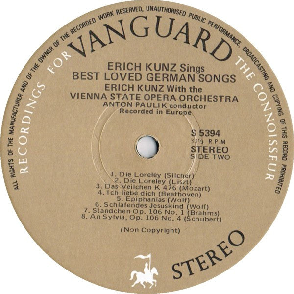 Erich Kunz : Erich Kunz Sings Best Loved German Songs (LP, Album, Club)