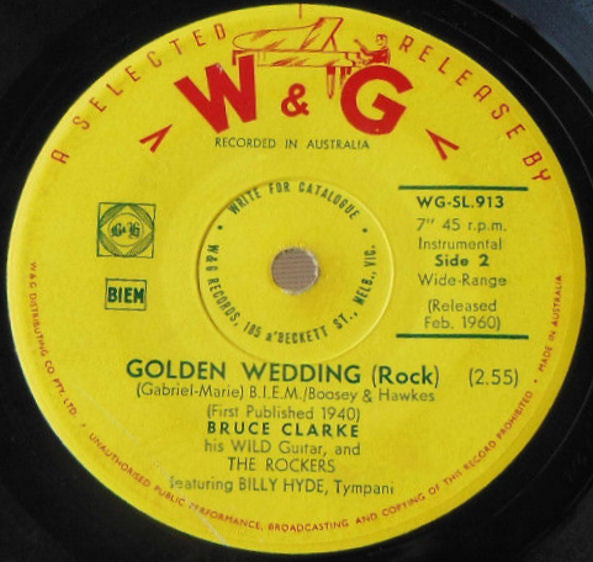 Bruce Clarke And The Rockers : Sugar Blues / Golden Wedding (Rock) (7", Single)