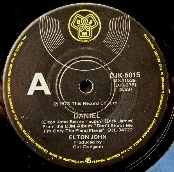Elton John : Daniel (7", Single)