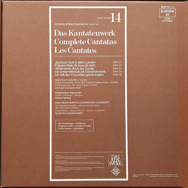 Joh:Sebast: Bach* : Kantatenwerk = Complete Cantatas | BWV 51, 52, 54, 55, 56 | 14 (2xLP + Box)