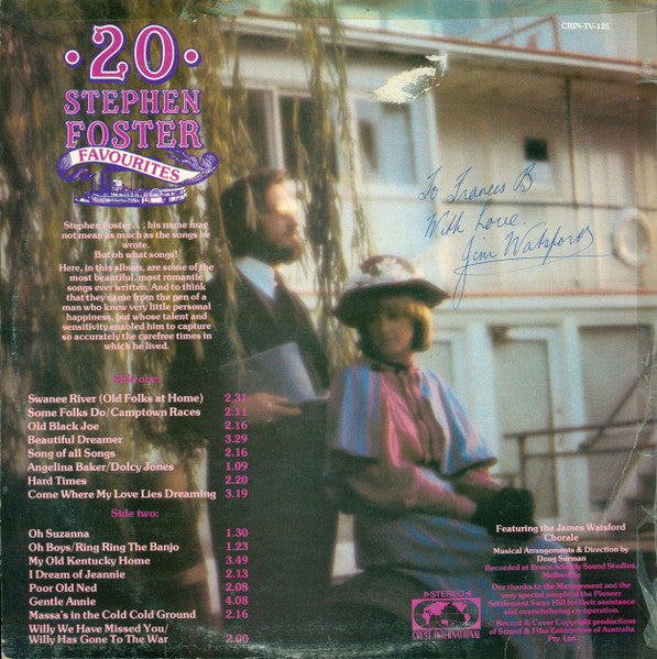 The James Watsford Chorale : 20 Stephen Foster Favourites (LP, Album)