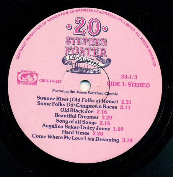 The James Watsford Chorale : 20 Stephen Foster Favourites (LP, Album)