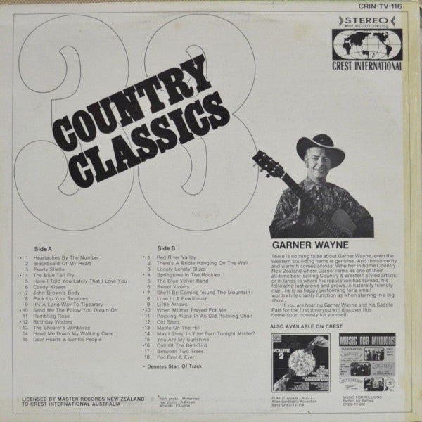 Garner Wayne & His Saddle Pals : 33 Country Classics (LP, Album)