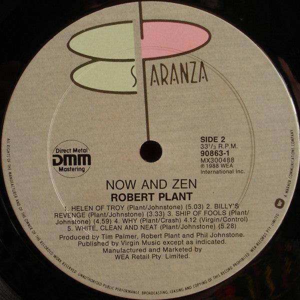 Robert Plant : Now And Zen (LP, Album, DMM)