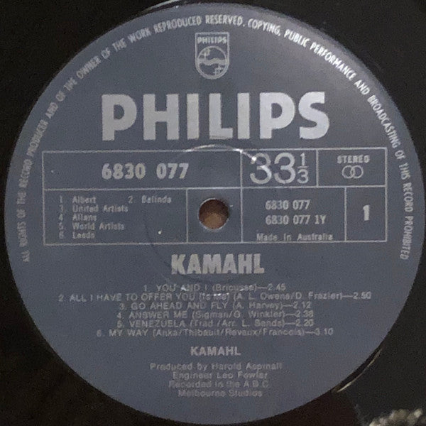 Kamahl : Kamahl (LP, Album, Mat)