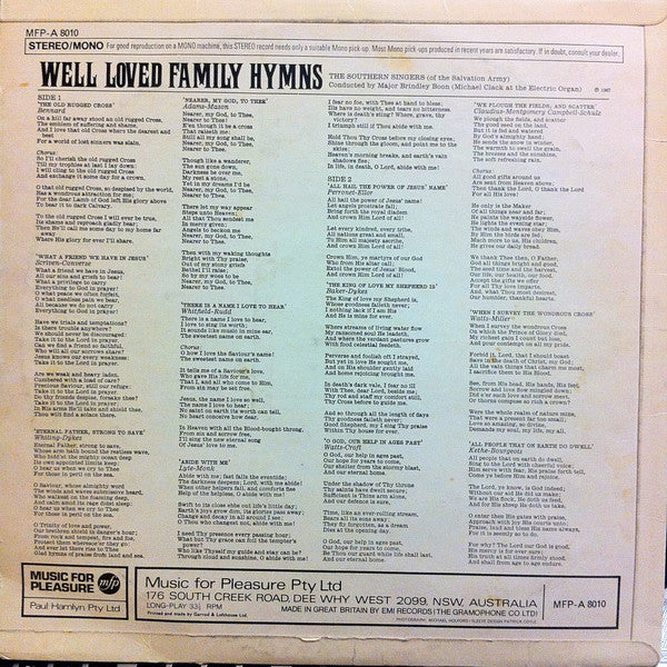 The Southern Singers Conducted By Brindley Boon : Well Loved Family Hymns (LP, Album, RE)
