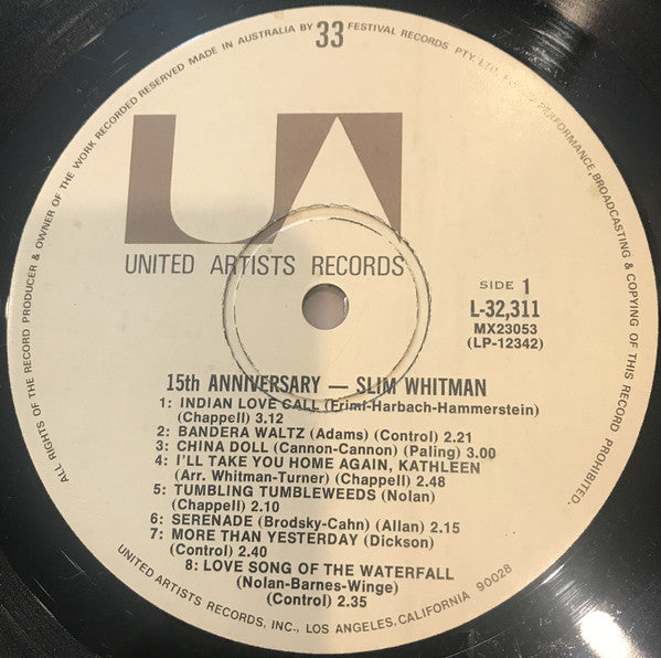 Slim Whitman : 15th Anniversary Album (LP, Album)