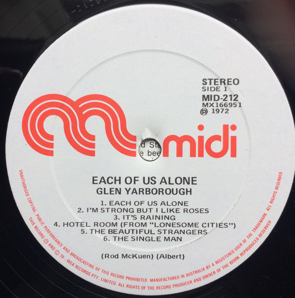 Glenn Yarbrough : Each Of Us Alone (LP, Album, RE)