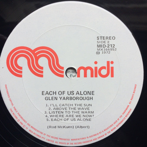 Glenn Yarbrough : Each Of Us Alone (LP, Album, RE)
