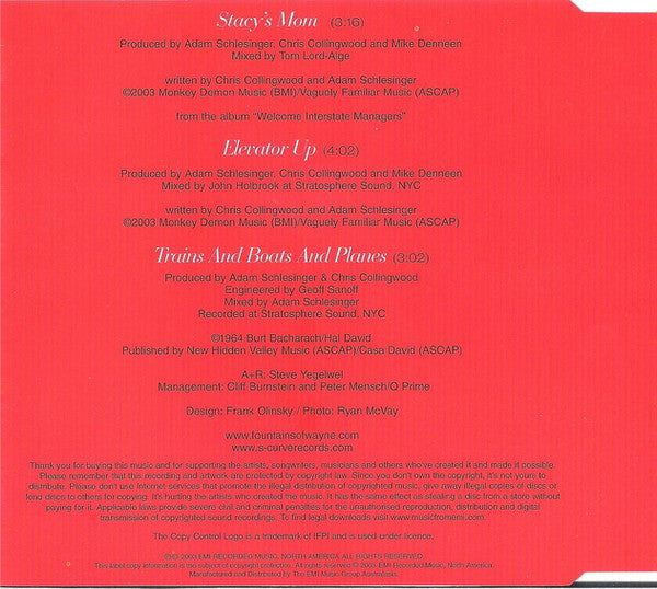 Fountains Of Wayne : Stacy's Mom (CD, Single, Copy Prot.)