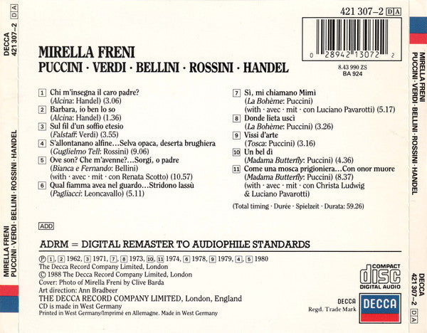 Mirella Freni : Puccini · Verdi · Bellini · Rossini · Handel (CD, Comp, RM)