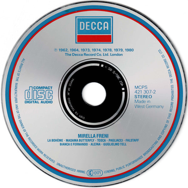Mirella Freni : Puccini · Verdi · Bellini · Rossini · Handel (CD, Comp, RM)