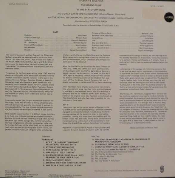 Gilbert & Sullivan : The Grand Duke Or The Statutory Duel (2xLP, Album, Club)