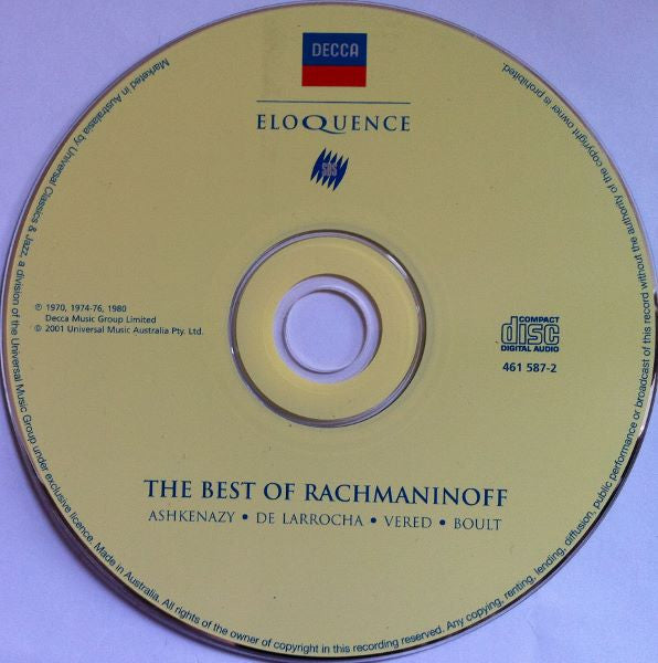 Sergei Vasilyevich Rachmaninoff - Vladimir Ashkenazy, Alicia De Larrocha, Ilana Vered and Sir Adrian Boult : The Best Of Rachmaninov: Piano Concertos Nos. 2 & 3, Symphony No. 2, The Isle Of The Dead, Preludes (CD, Comp)