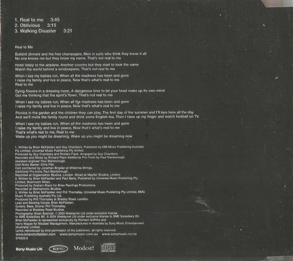 Brian McFadden : Real To Me (CD, Single)