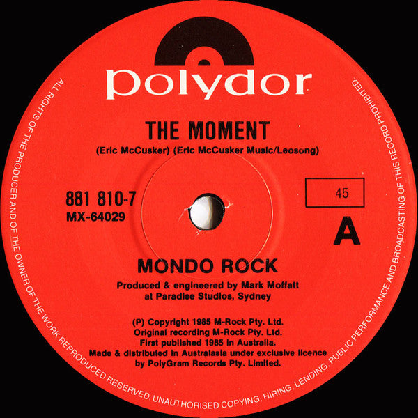 Mondo Rock : The Moment (7", Ltd, pic)
