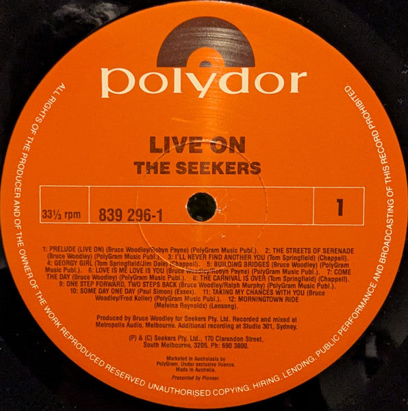 The Seekers : Live On  (LP, Album)