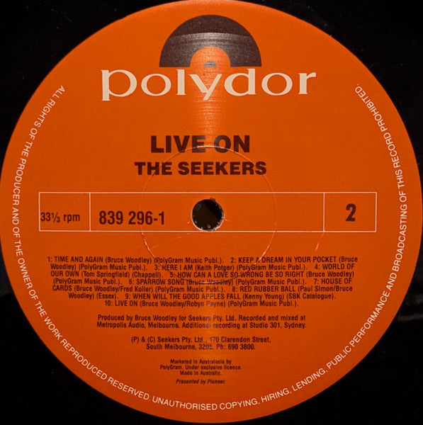 The Seekers : Live On  (LP, Album)