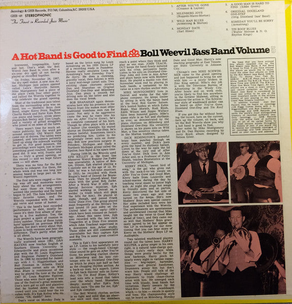 The Boll Weevil Jass Band : A Hot Band Is Good To Find Volume 5 (LP, Album)